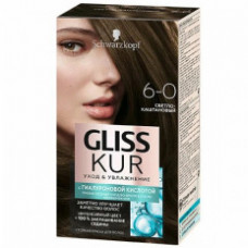 Стойкая краска для волос GLISS KUR Уход & Увлажнение 6-0 Светло-каштановый