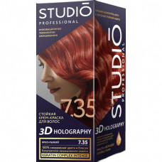 Крем-краска для волос Studio стойкая 3Д голографи 7.35 ярко-рыжий 115 мл