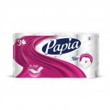 Туалетная бумага Papia белая 3сл 8шт